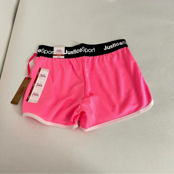 Justice Girls Core Solid Mesh Shorts Flash Pink/Black Elastic Waist Size Medium - Picture 7 of 11